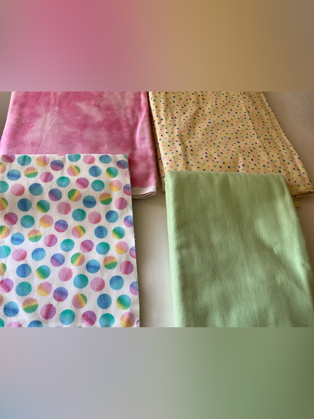 Quilting Sewing Crafts Material Lot Hoffman Flannel Pink Tye Dye Yellow Green